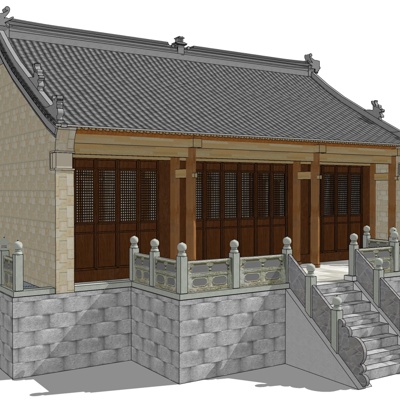 欧模网 su模型 建筑su模型 古建民俗su模型 中式硬山顶古建免费su