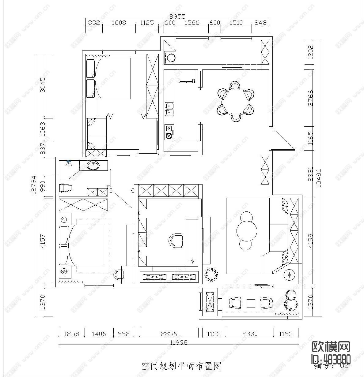 住宅平面图_精品3d模型_3d模型免费下载_欧模网