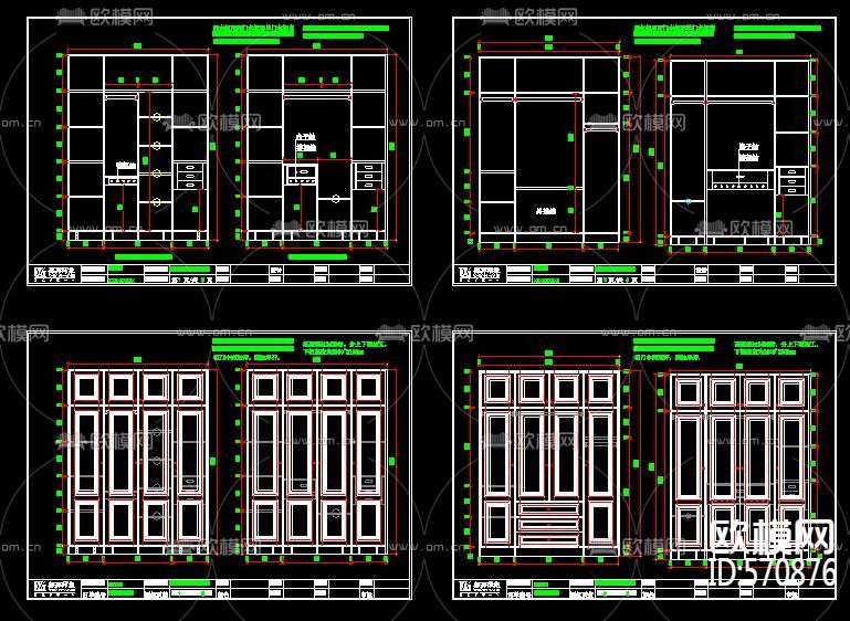 标准衣柜柜体图cad图库