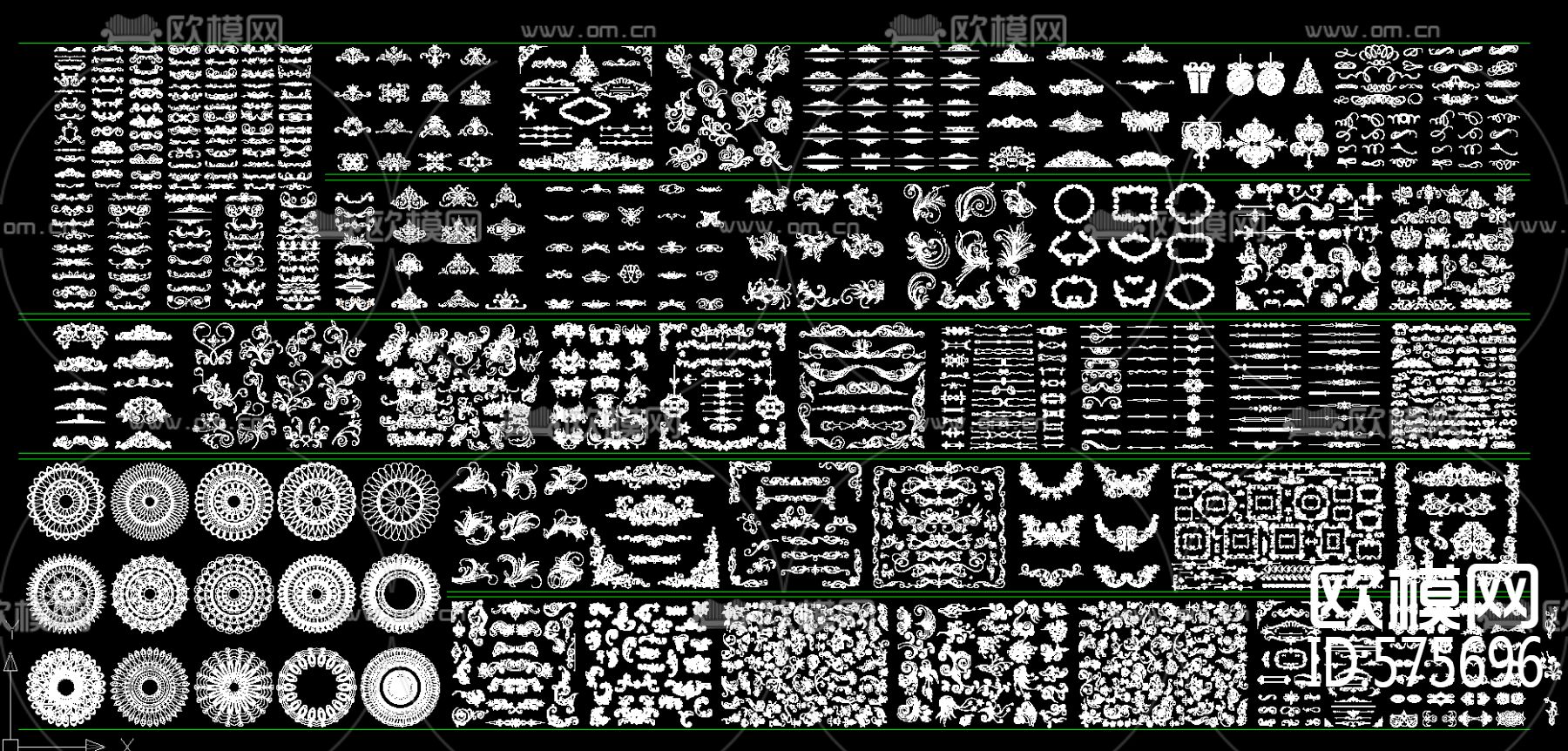 欧式花纹花边cad雕花图库大全-免费3dmax模型库-欧模网
