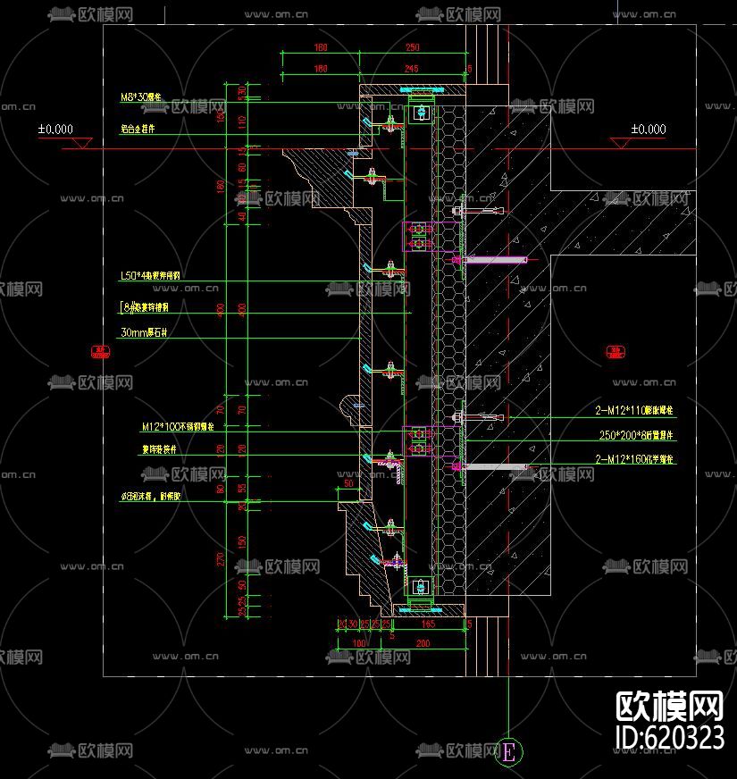 干挂大理石 cad节点图