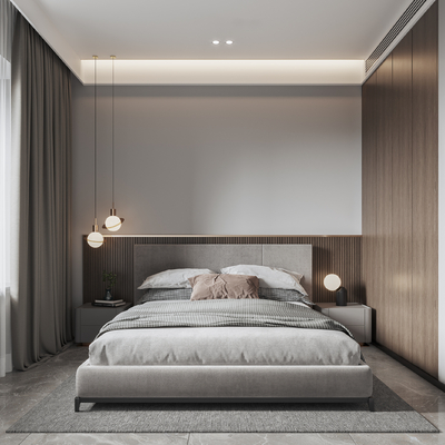 现代卧室主人房免费3d模型-免费3dmax模型库-欧模网