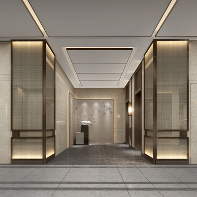 酒店电梯厅3d模型