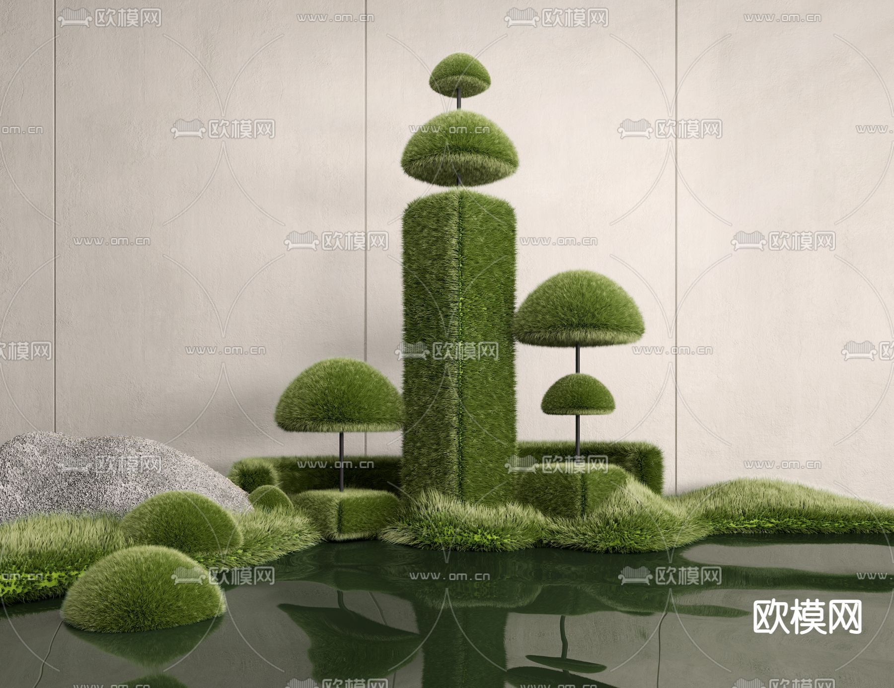 现代立体植物小品3d模型