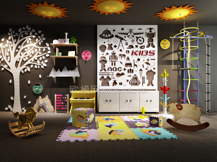 儿童玩具装饰墙组合3d模型下载