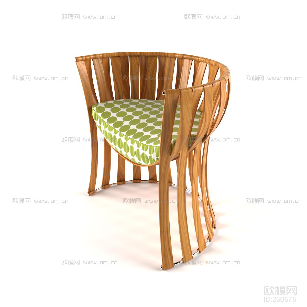 现代实木个性休闲椅3d模型