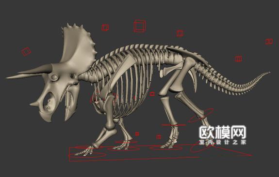 d9三角龙 骨骼绑定3d模型