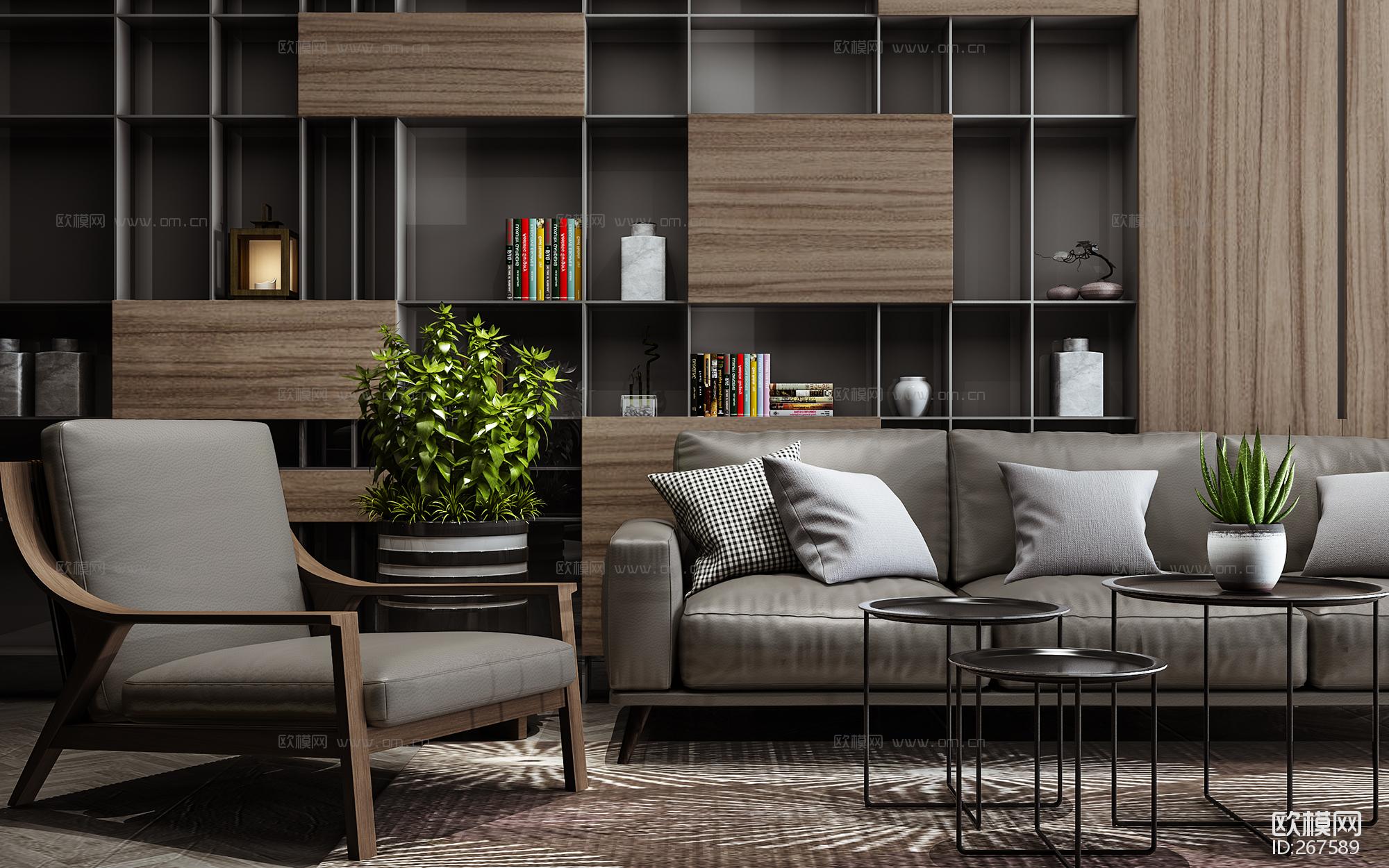 现代沙发组合装饰柜3d模型
