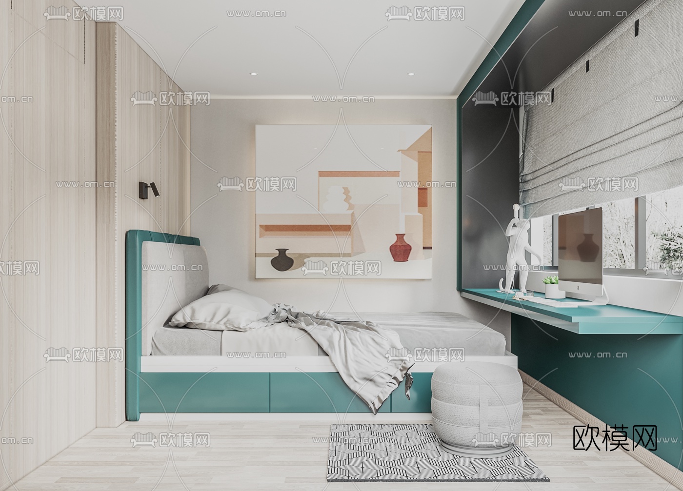 北欧卧室男孩房3d模型