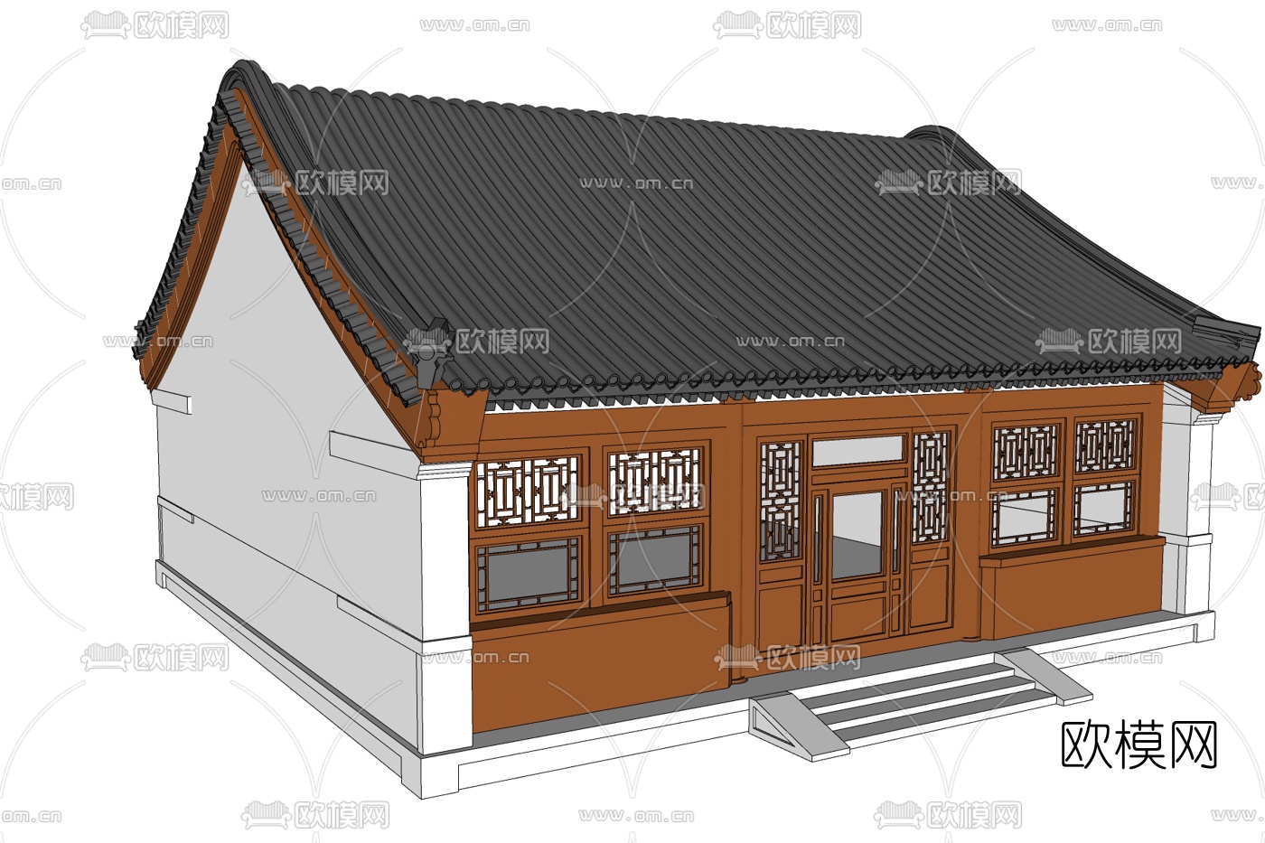 中式硬山顶古建免费su模型