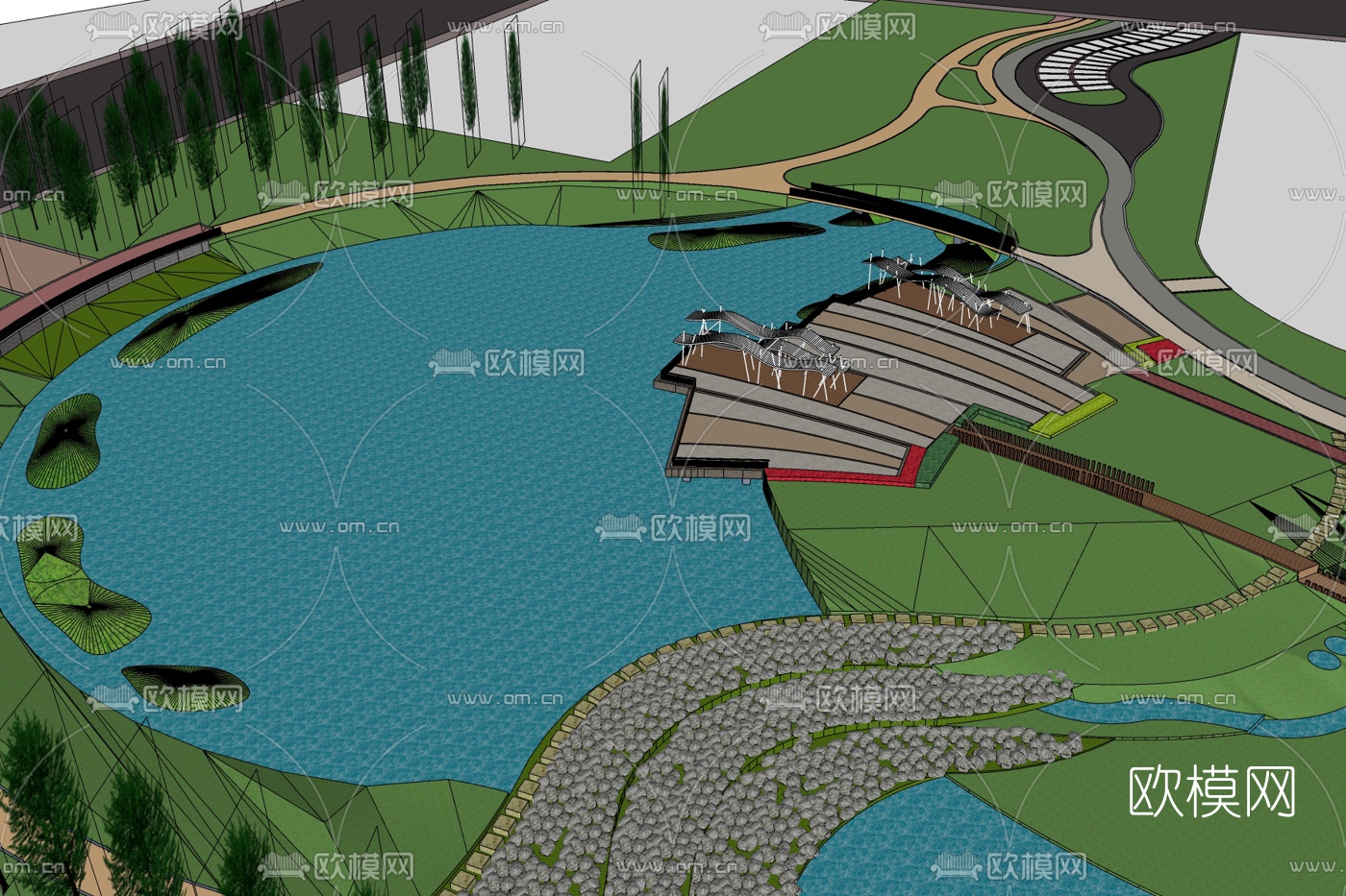 现代公园景观免费su模型