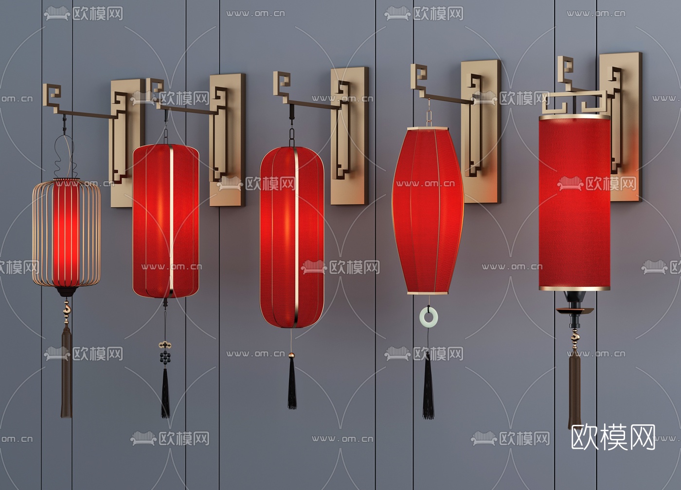 新中式灯笼壁灯3d模型