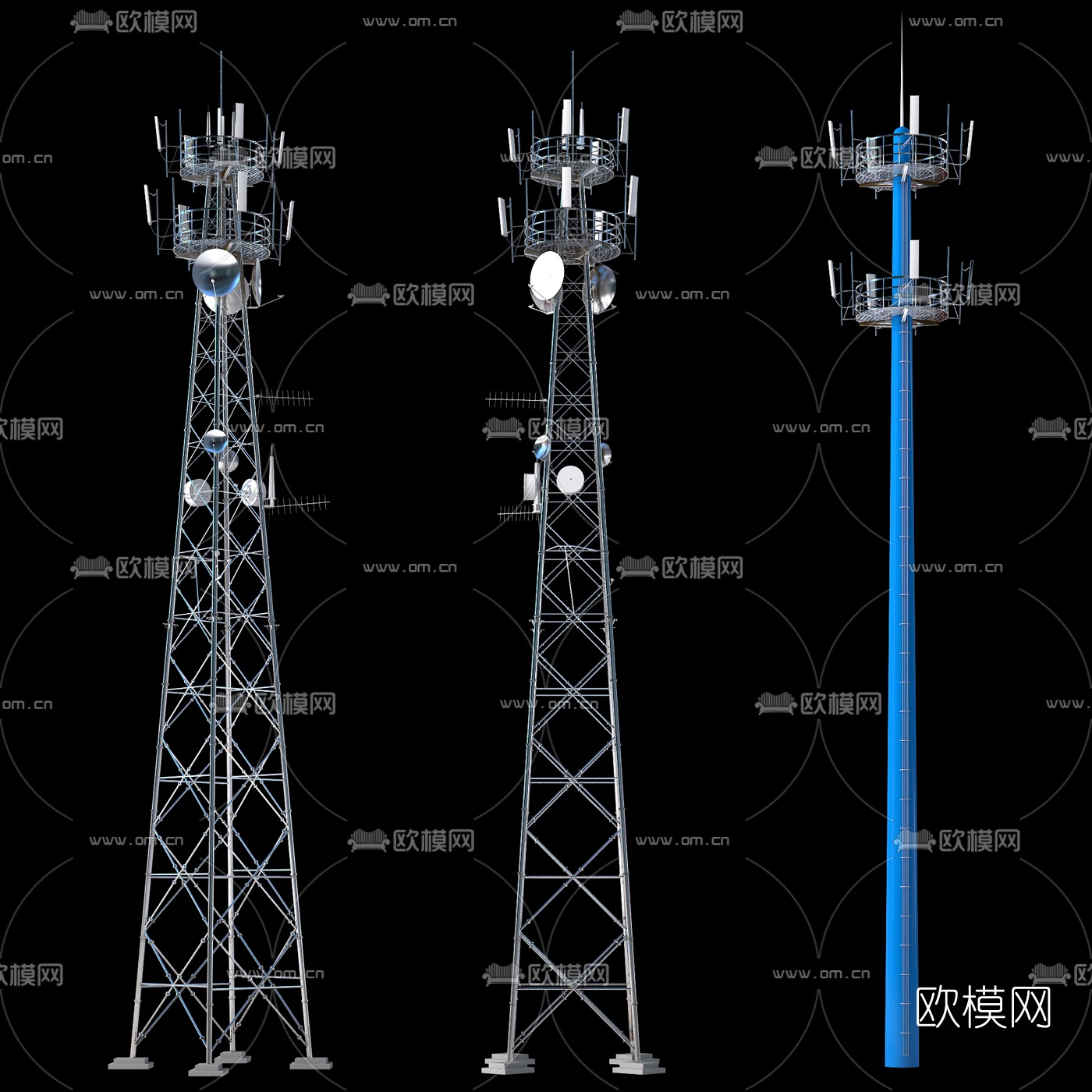 现代基站信号通讯塔3d模型