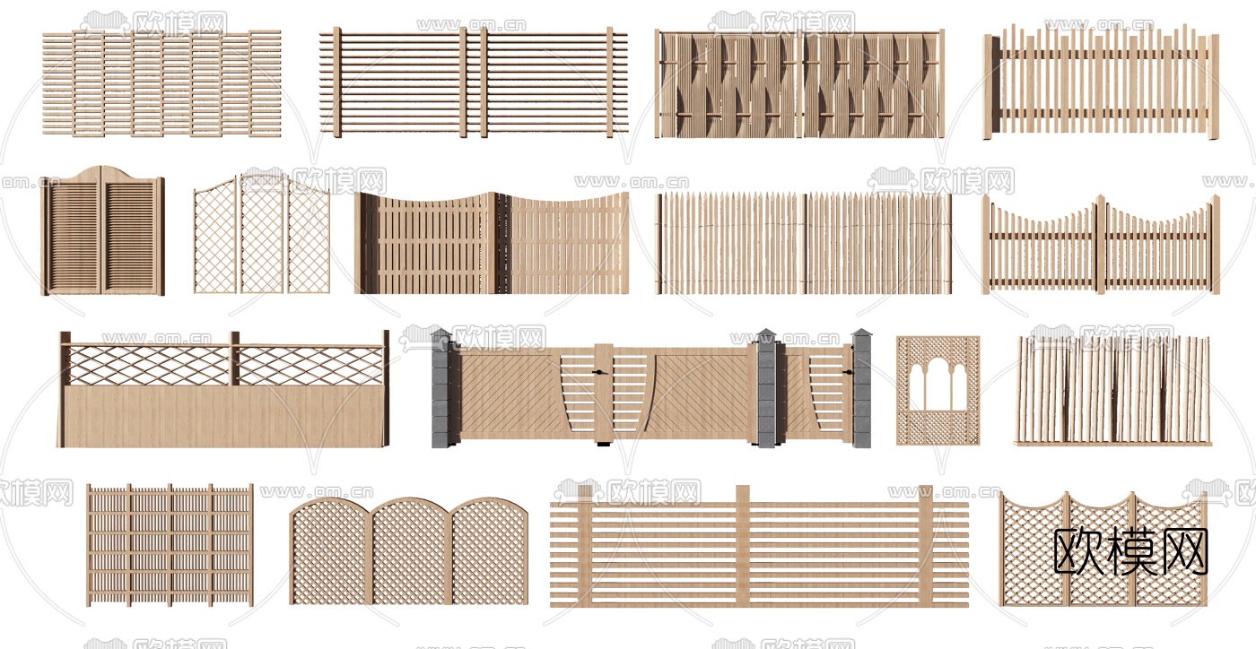 现代围栏护栏篱笆3d模型