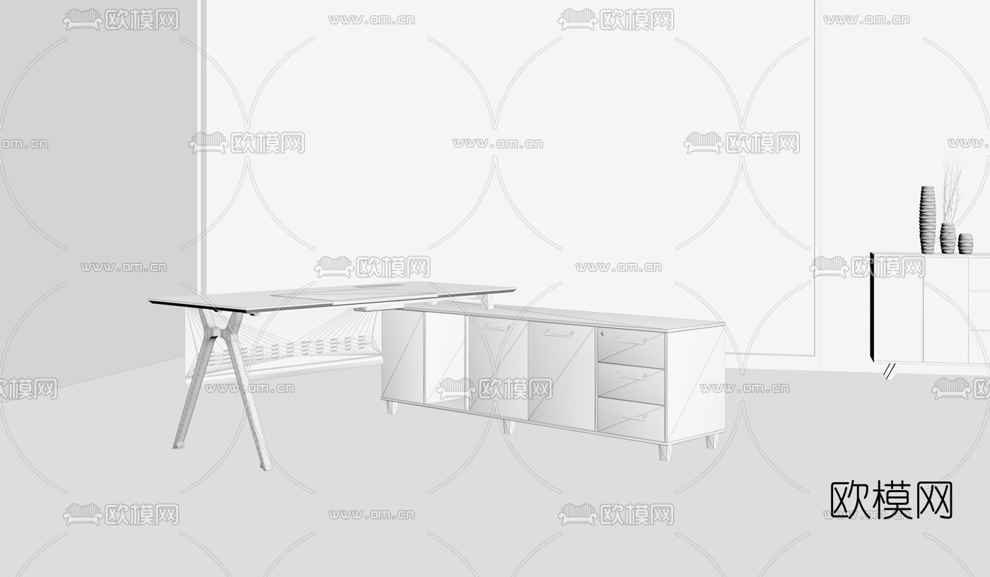 办公桌班台桌3d模型下载-3dmax模型免费下载-欧模网