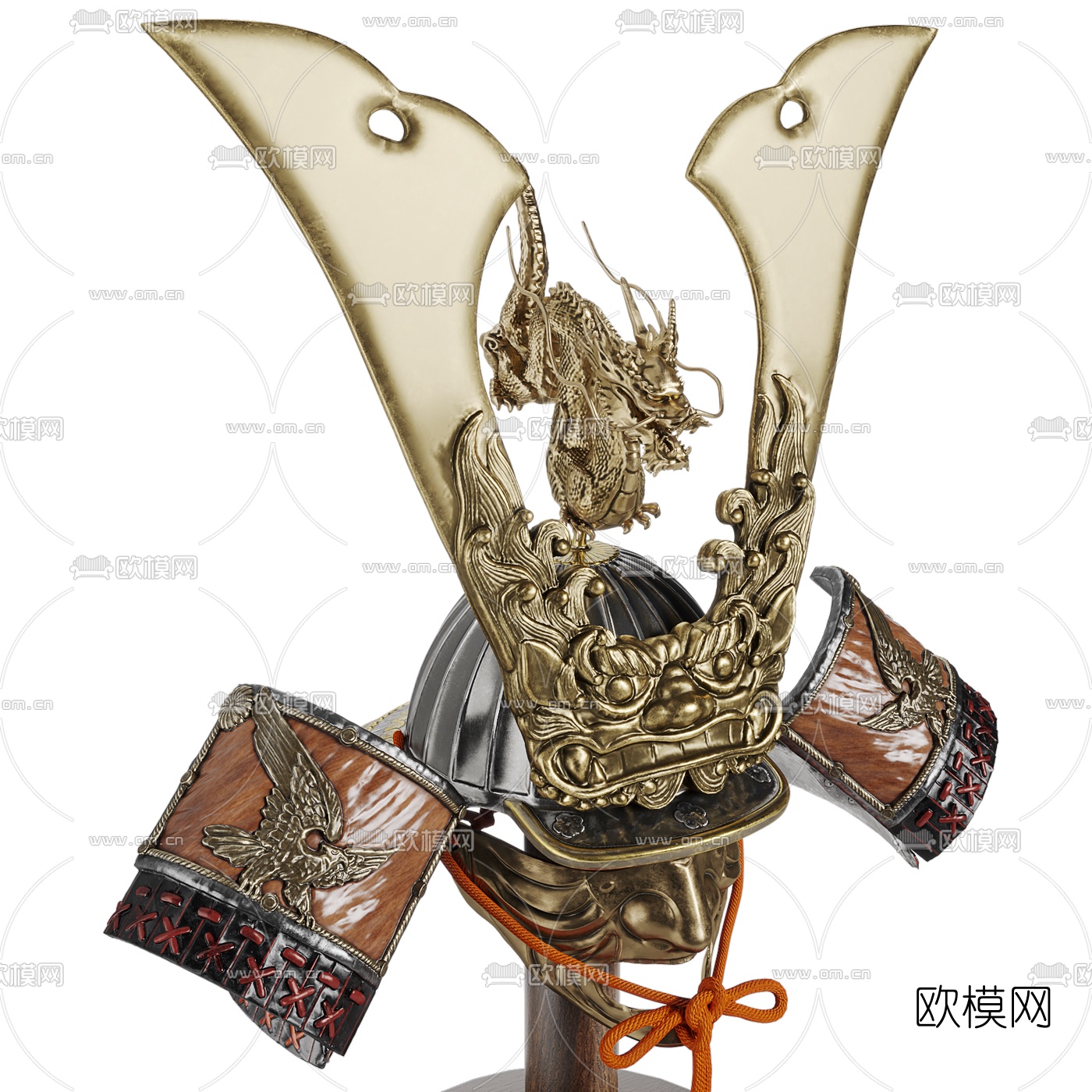 日式武士盔甲头盔3d模型