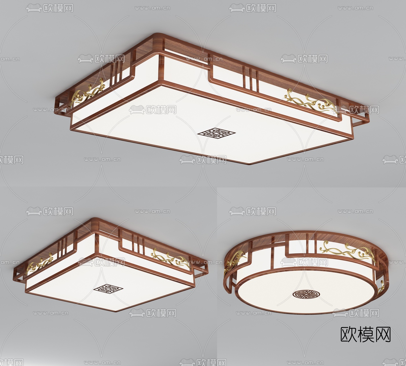 新中式雕花吸顶灯3d模型