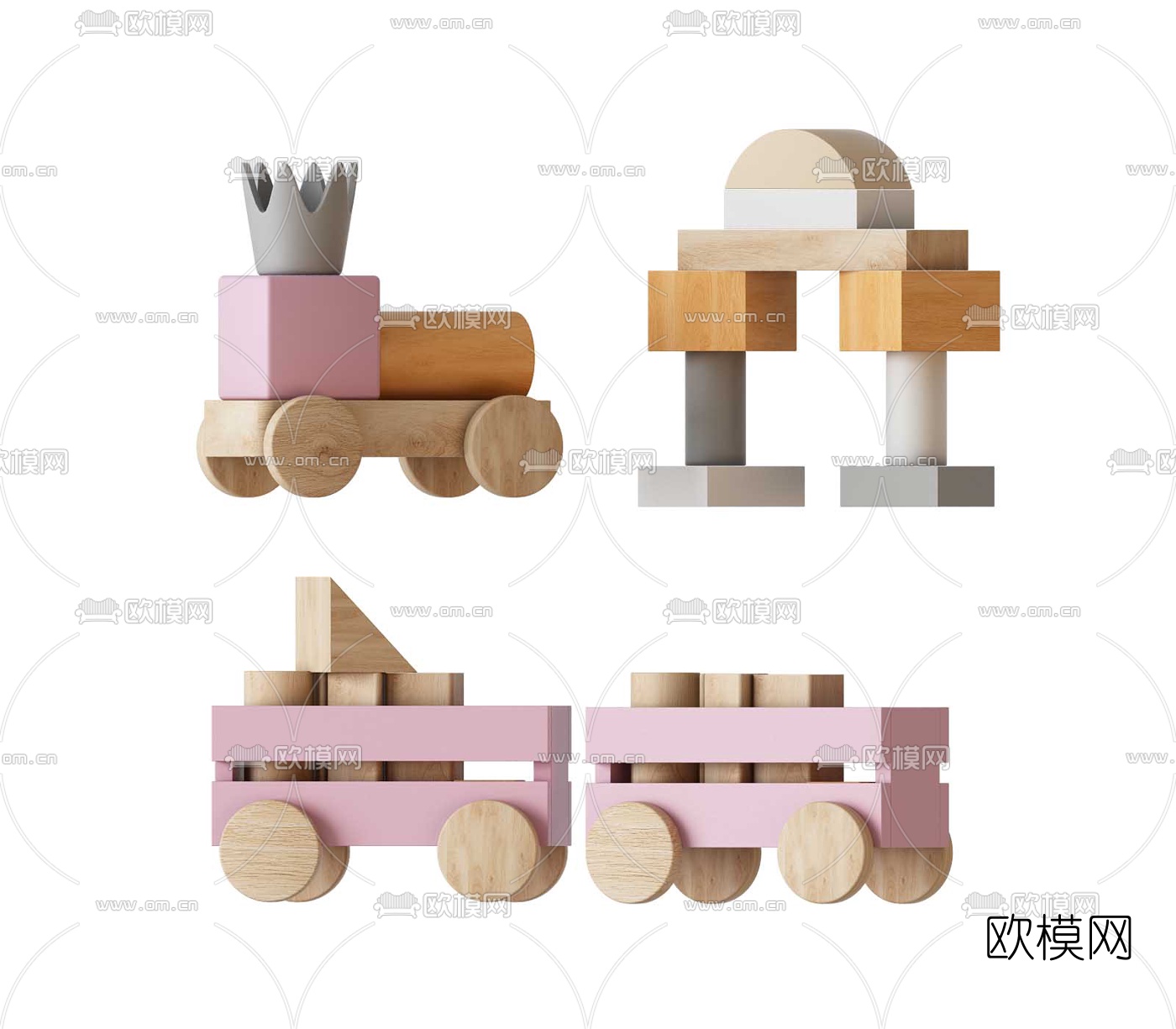 现代儿童积木玩具3d模型-免费3dmax模型库-欧模网