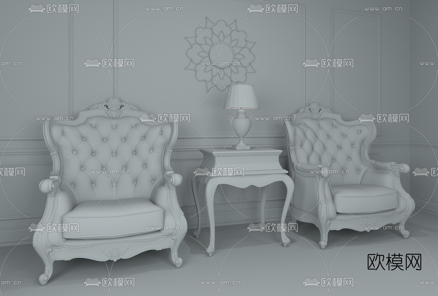 欧式雕花单人沙发免费3d模型-免费3dmax模型库-欧模网