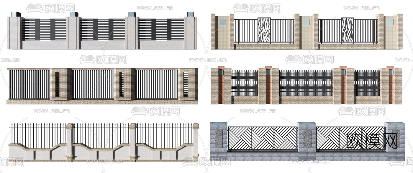 现代围墙围栏3d模型