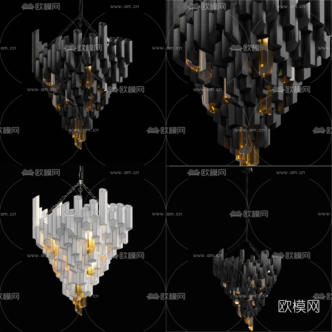 3dmax创意吊灯建模,3dmax简约吊灯建模 创意几何积木吊灯3d模型下载-3dmax模型免费下载-欧模网