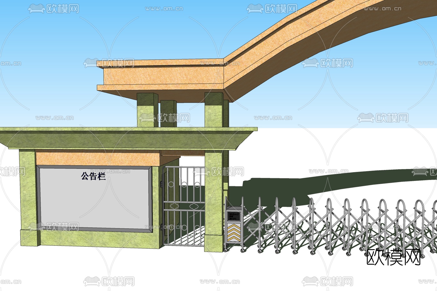 现代小区大门免费su模型