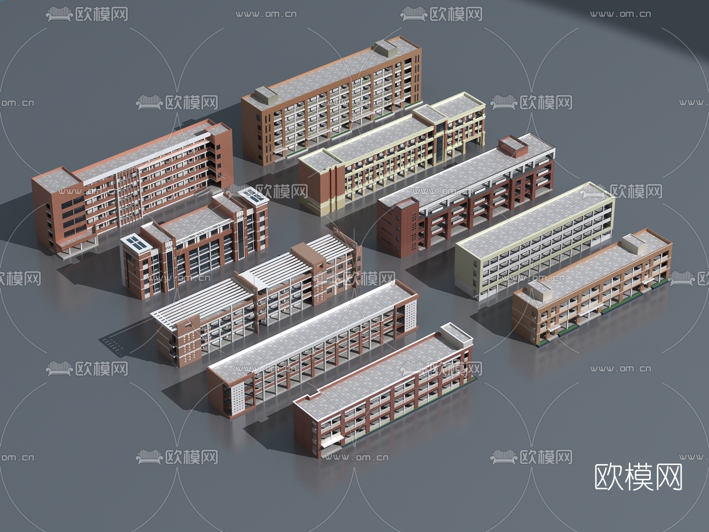 学校教学楼建筑外观3d模型下载