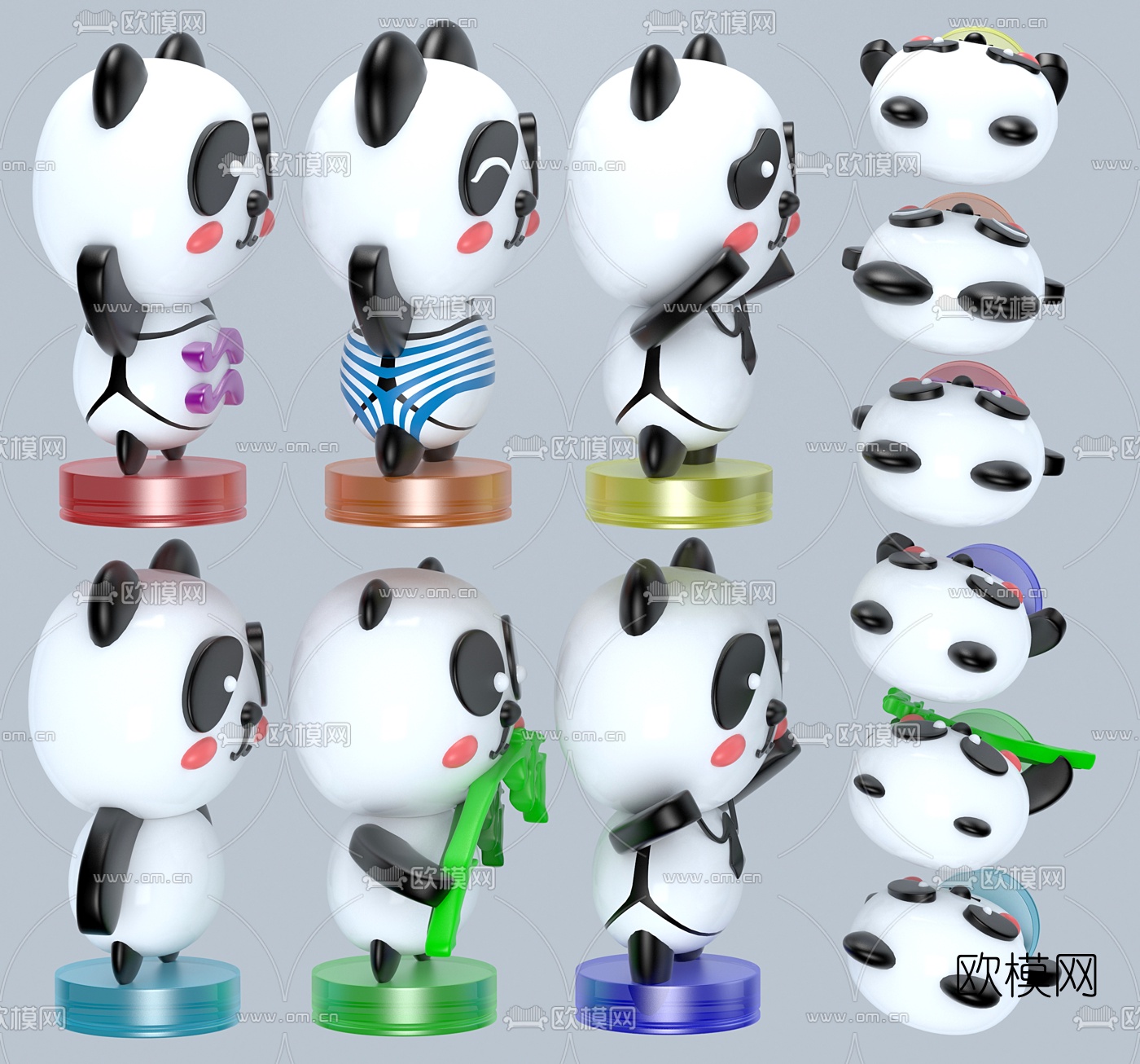 现代百变熊猫手办3d模型