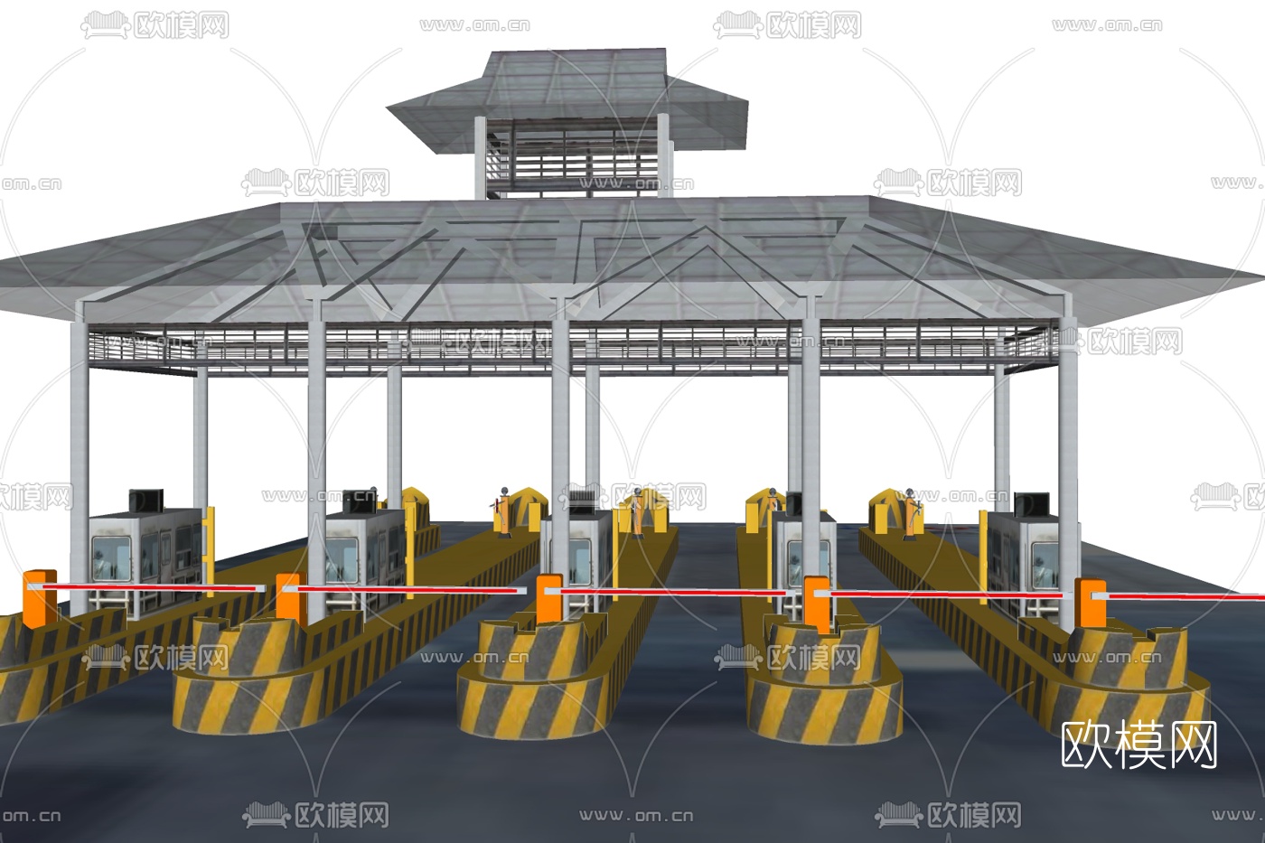 现代高速公路收费站su模型