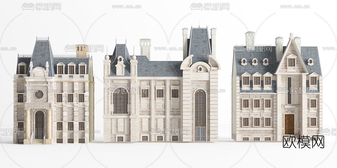 欧式城堡建筑外观3d模型