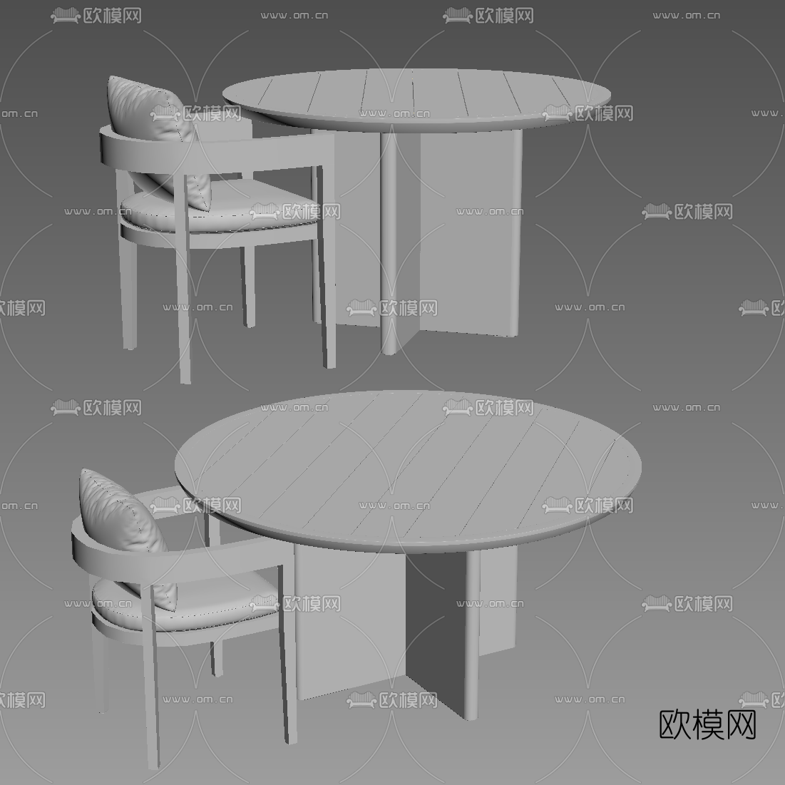 现代圆形餐桌椅3d模型