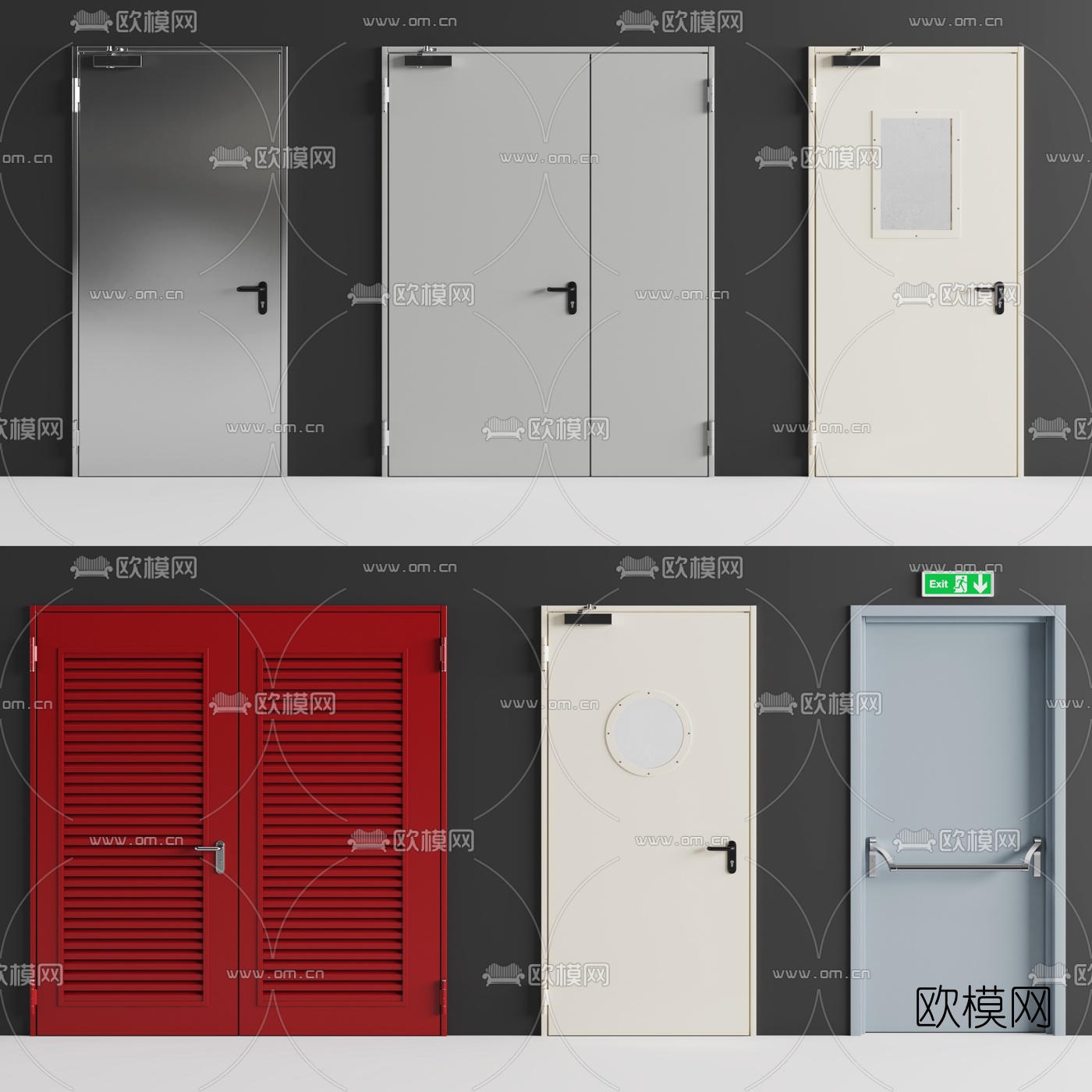 现代安全出口消防门3d模型