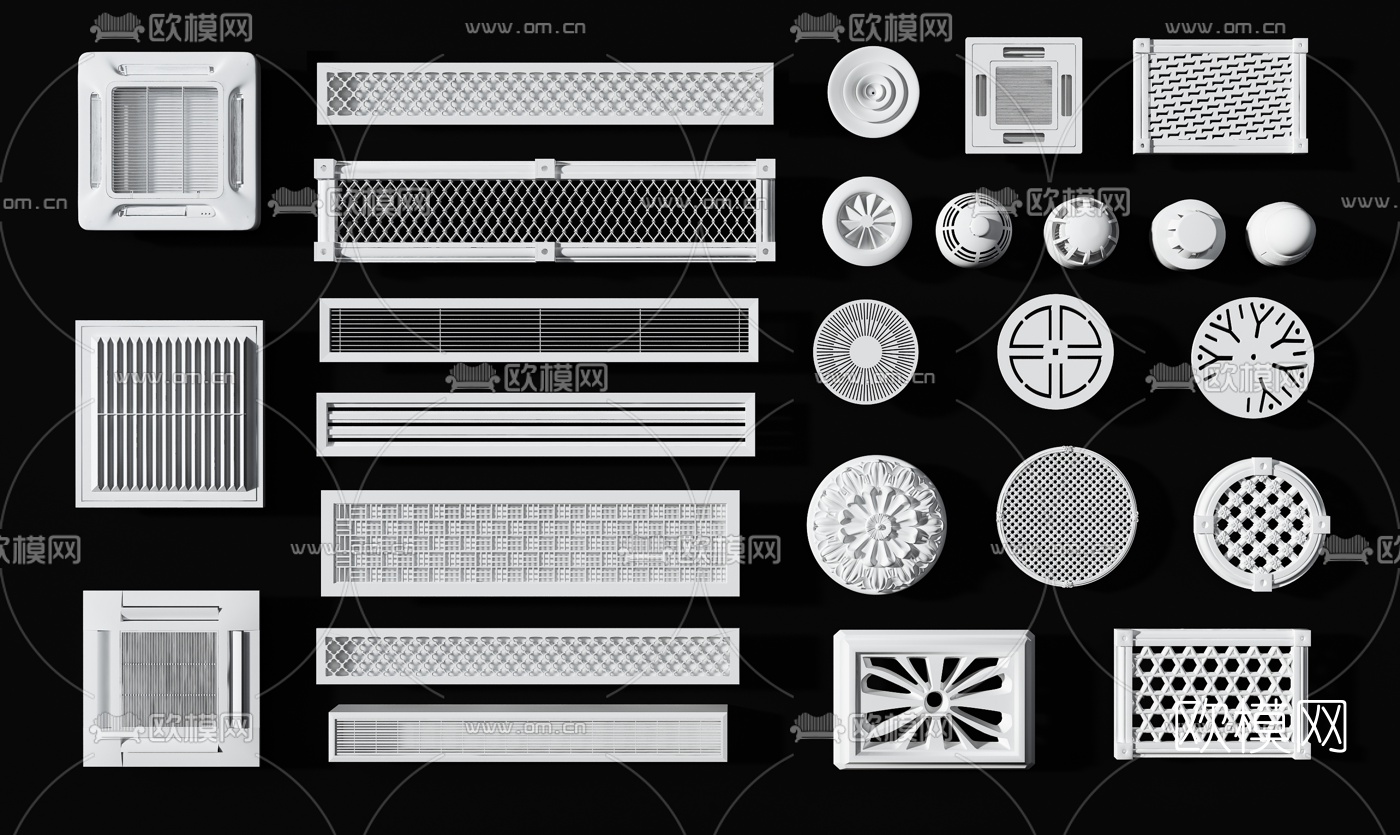 现代空调出风口排风扇3d模型