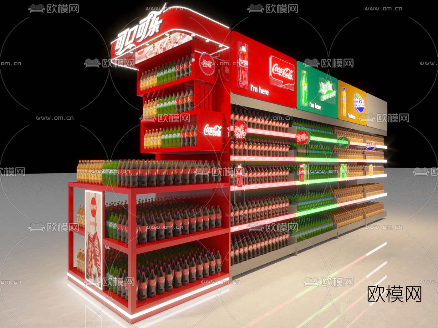 现代可口可乐展柜3d模型