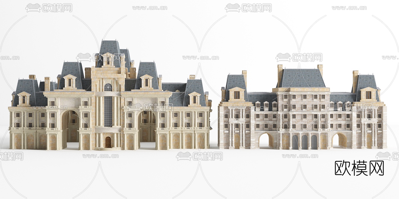 欧式城堡建筑外观3d模型