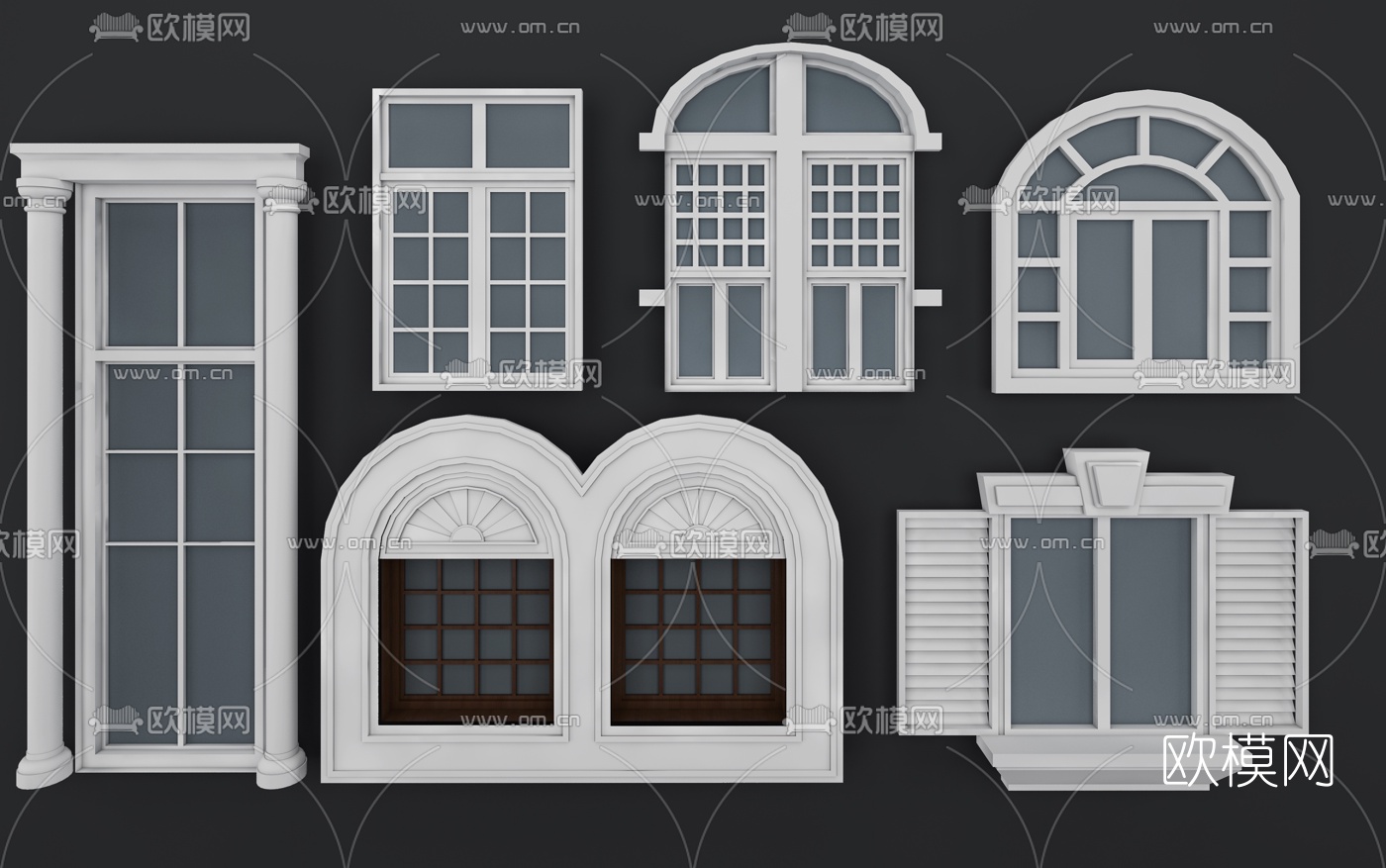 欧式窗户拱窗3d模型