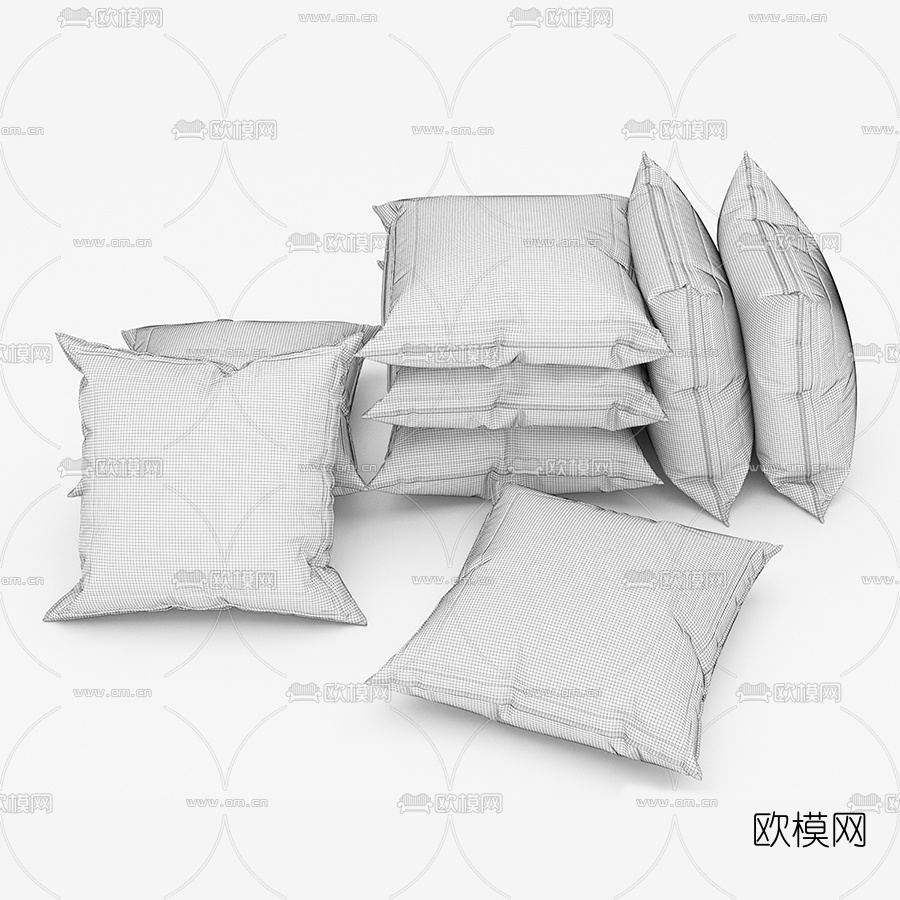 布艺抱枕枕头组合3d模型下载