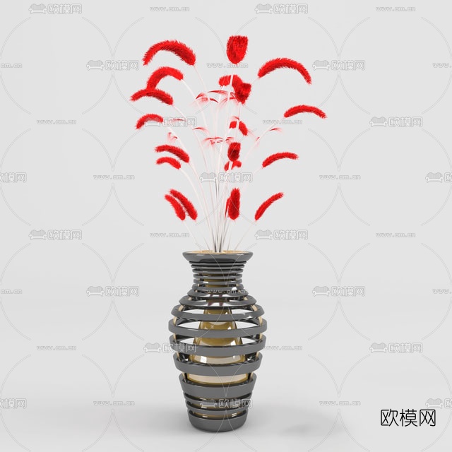 现代金属花瓶免费3d模型