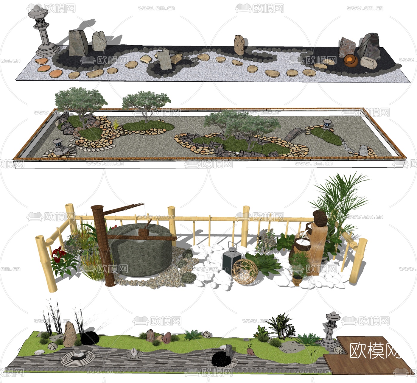 日式庭院景观小品su模型