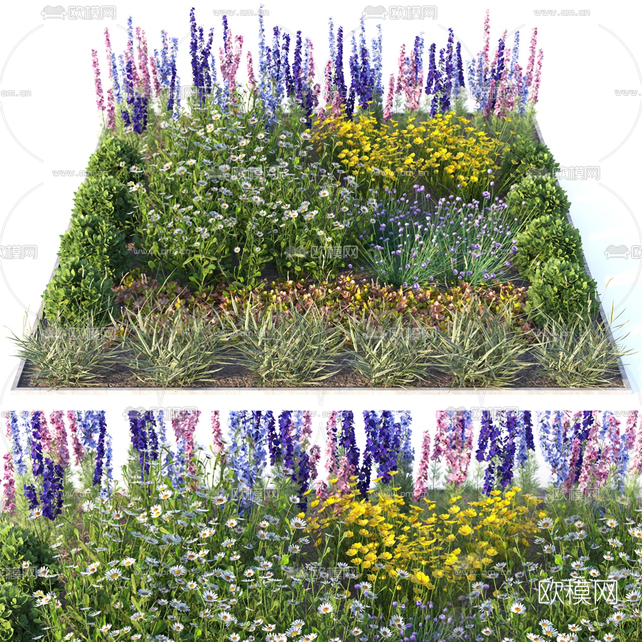 现代花草花圃3d模型