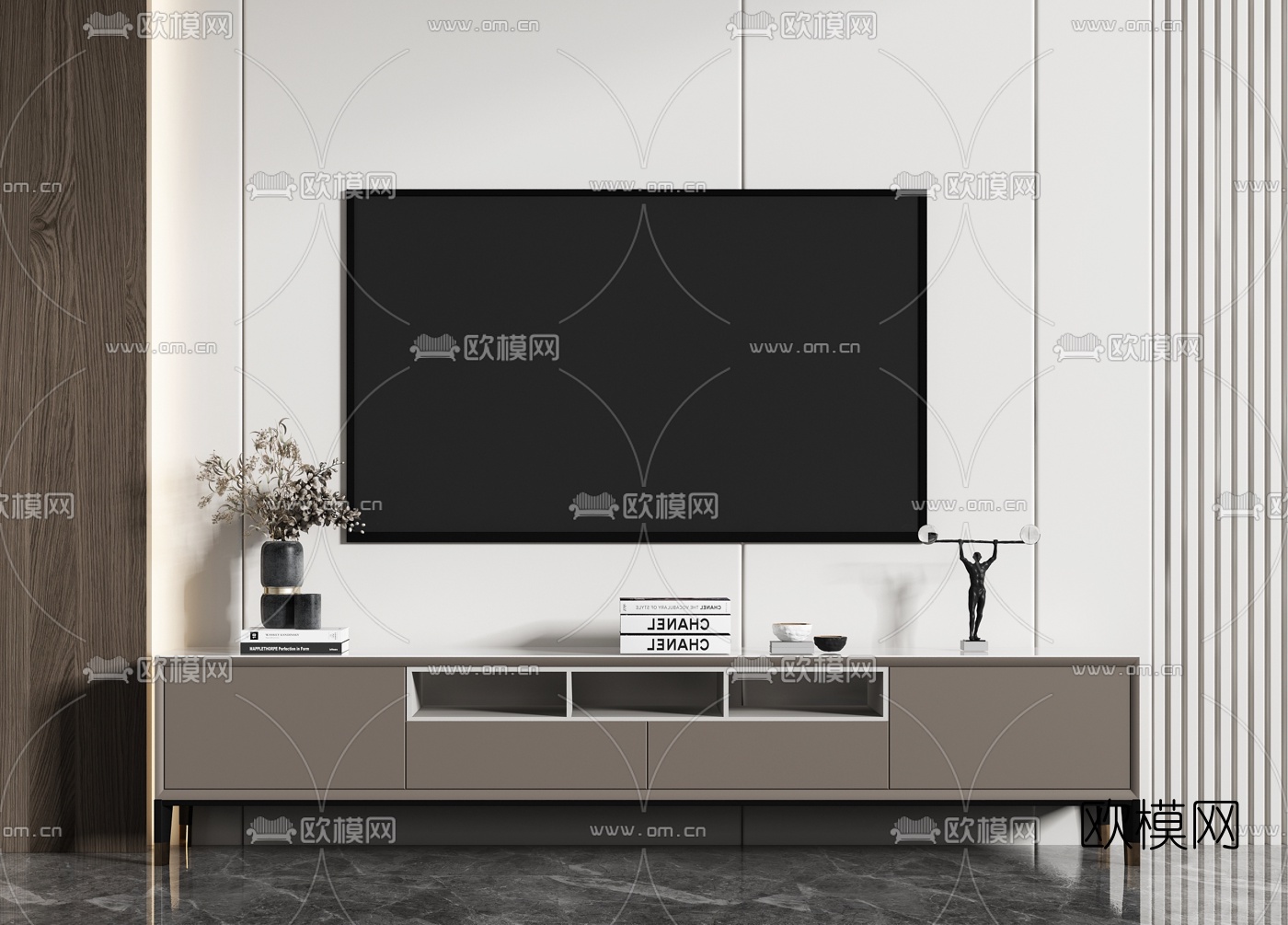 现代时尚电视柜3d模型-免费3dmax模型库-欧模网