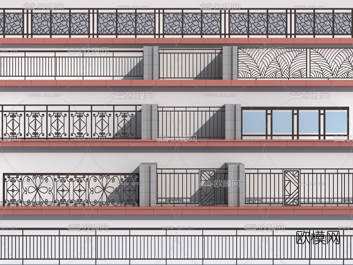 栏杆护栏围墙3d模型下载