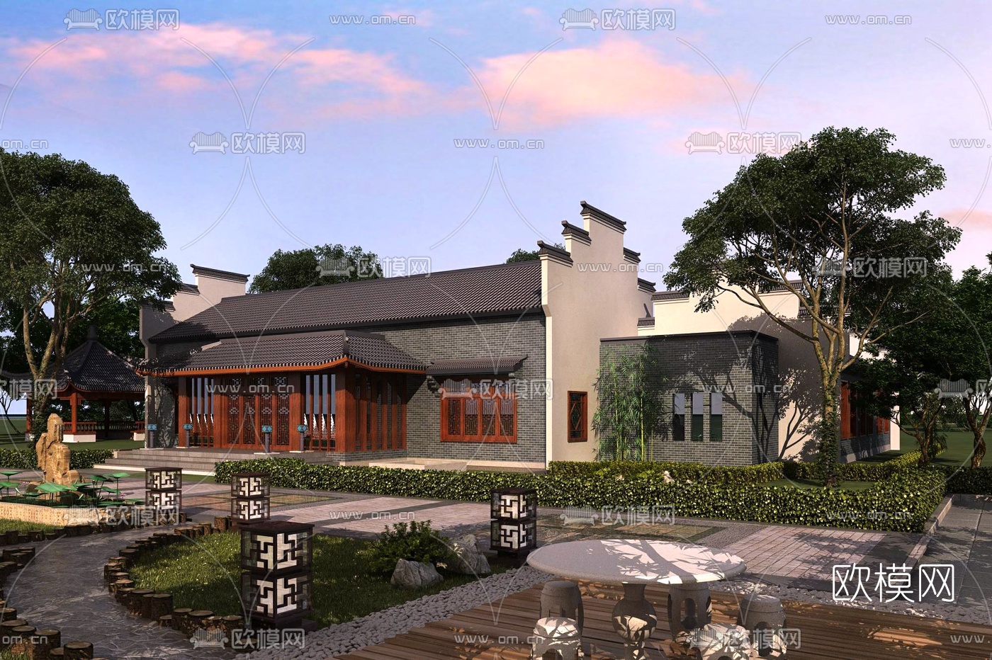 中式四合院建筑外观3d模型