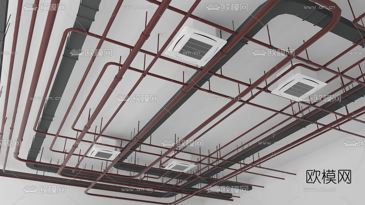 工业风管道消防管3d模型