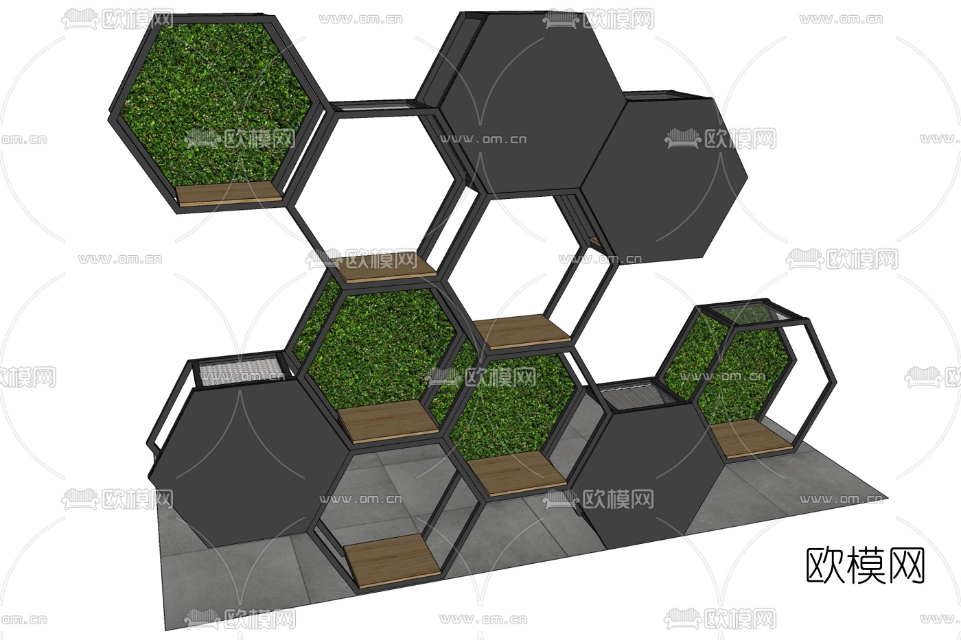 现代六边形装饰架免费su模型