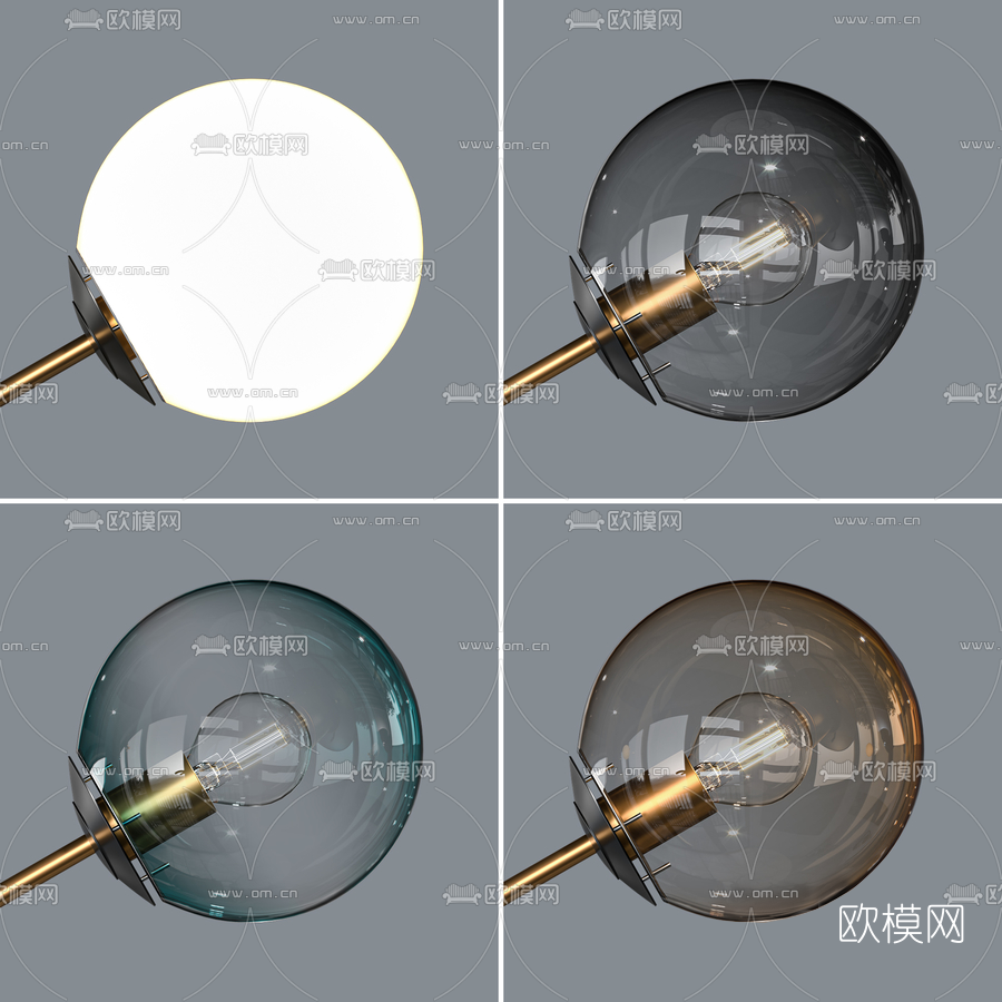 现代金属球形吊灯3d模型-免费3dmax模型库-欧模网