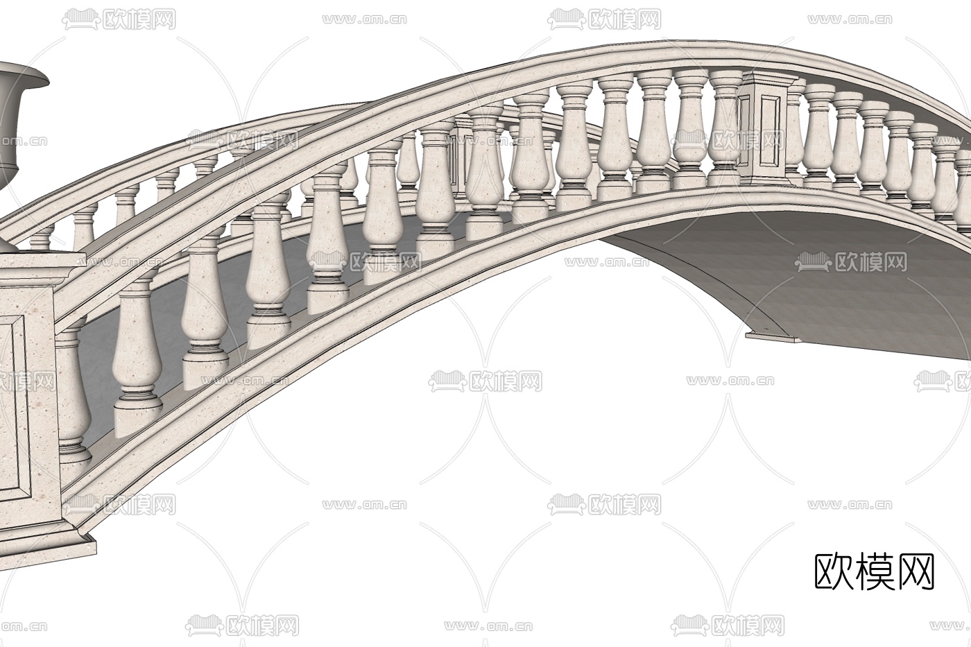 现代石拱桥免费su模型