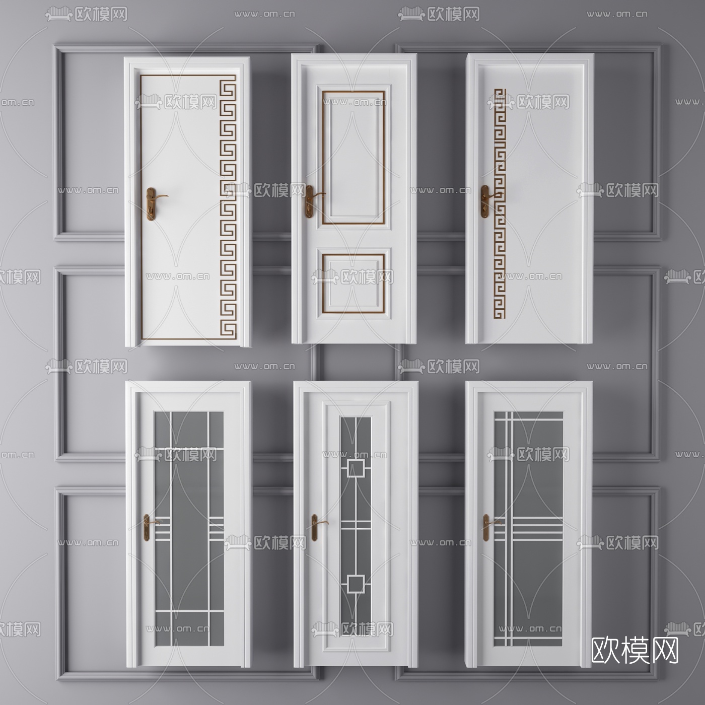现代白色卫生间门房门组合3d模型