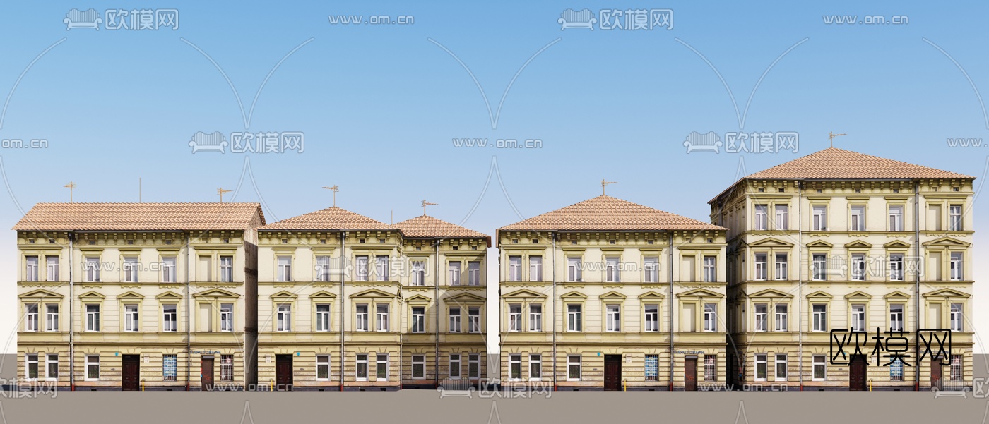 欧式复古小楼房建筑外观3d模型