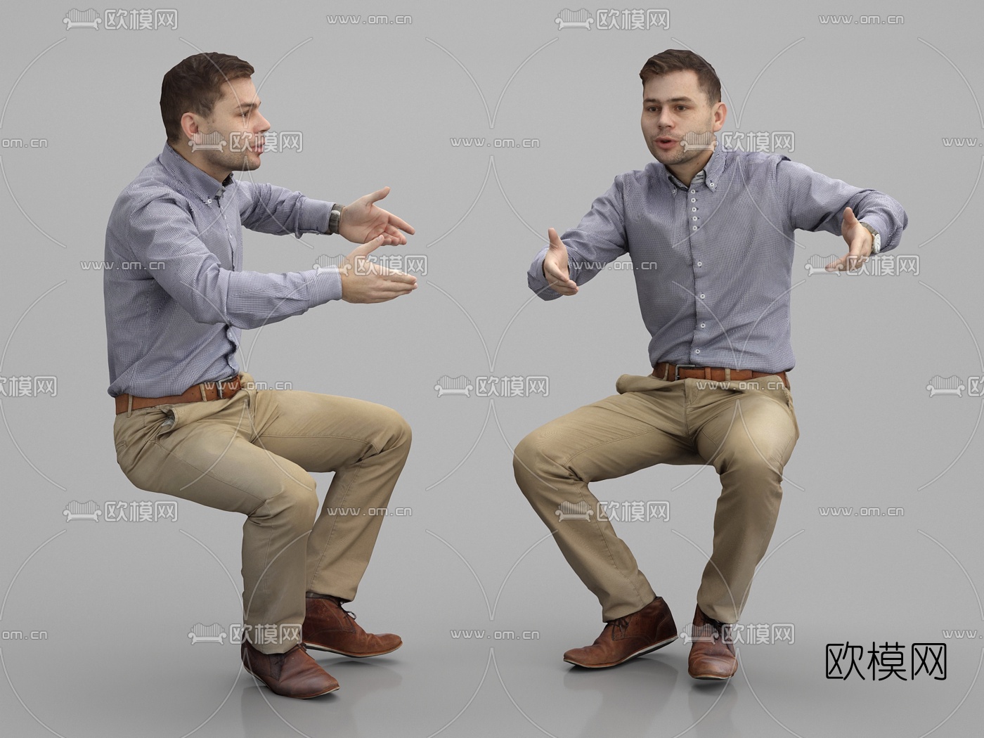 现代男性坐姿人物3d模型